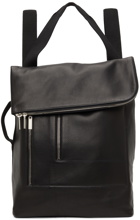 Rick Owens Black Leather Cargo Backpack