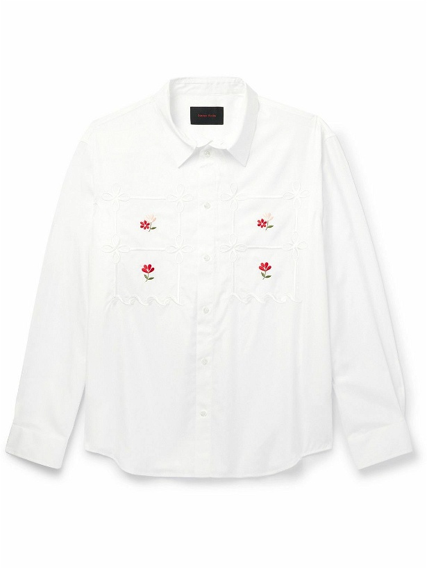 Photo: Simone Rocha - Embroidered Cotton-Poplin Shirt - White