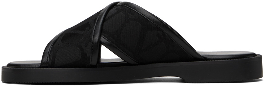Valentino Garavani Black Toile Iconographe Sandals