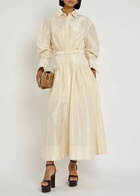 Rebecca Vallance Maple Taffeta Maxi Shirt Dress Cream
