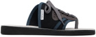 Acne Studios Black & Gray Lace-Up Leather Sandals