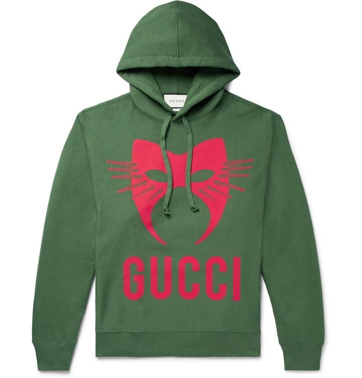 Photo: Gucci - Oversized Printed Loopback Cotton-Jersey Hoodie - Green