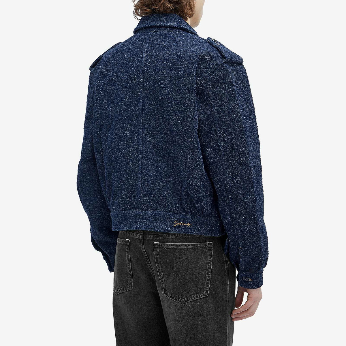Givenchy Men's Military Denim Jacket in Indigo Blue