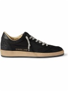 Golden Goose - Ball Star Distressed Nubuck and Leather-Trimmed Nylon Sneakers - Black