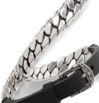 Gucci - Leather and Burnished Sterling Silver Wrap Bracelet - Silver