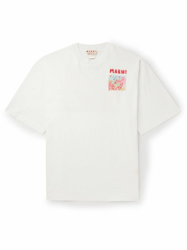 Photo: Marni - Flaminia Veronesi Logo-Print Cotton-Jersey T-Shirt - White