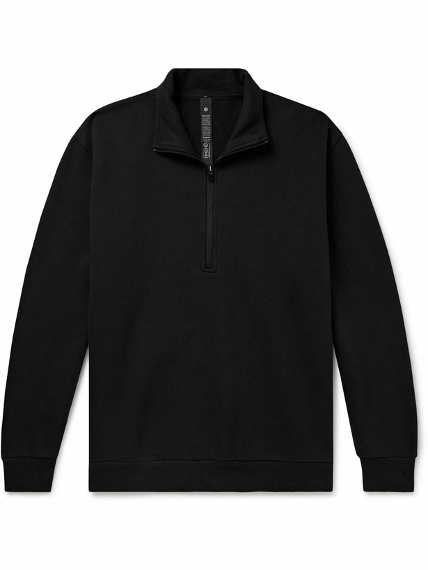 Photo: Lululemon - Steady State Cotton-Blend Jersey Half-Zip Sweatshirt - Black