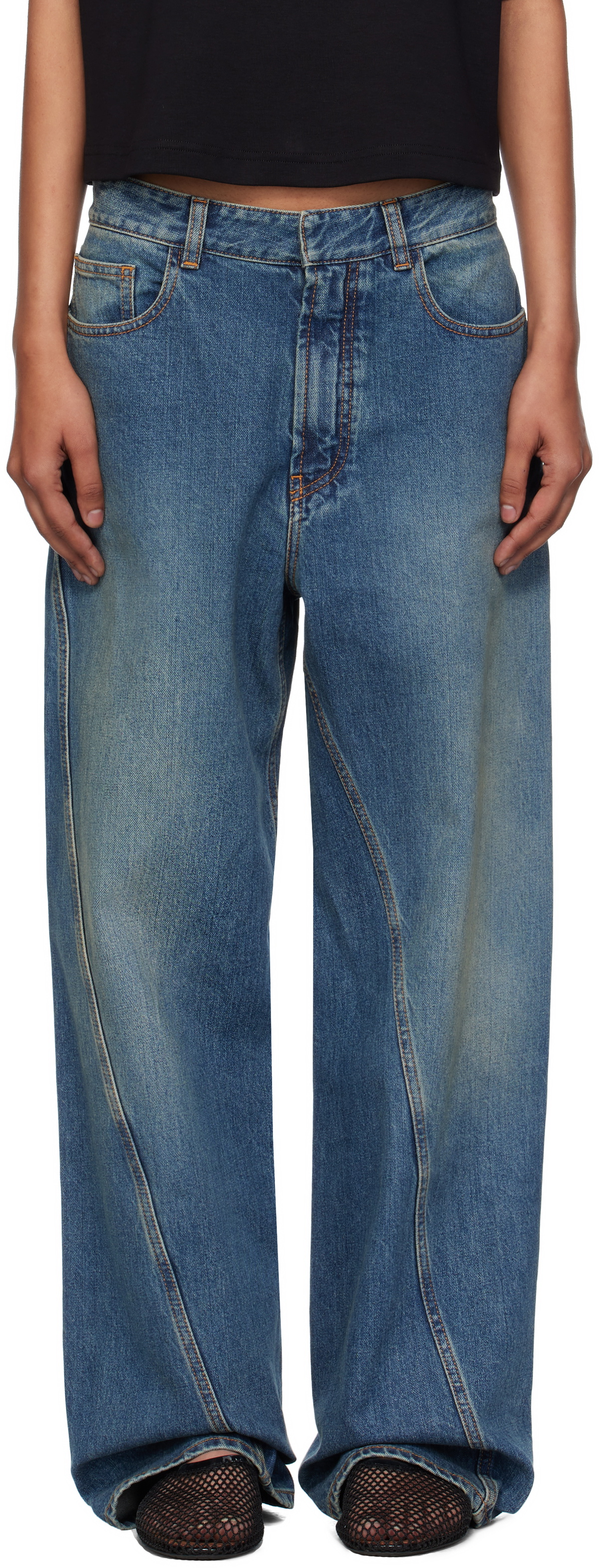 Alaïa Layered Straight-leg Jeans Blue Denim ALAÏA