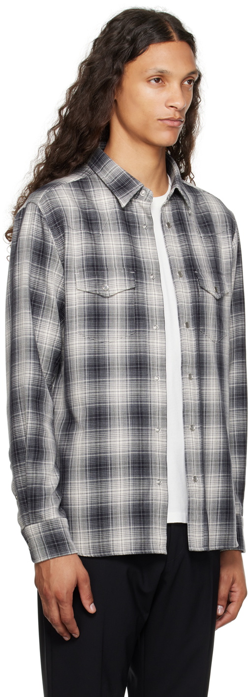 Grand Check TOM FORD Gray Grand Check Western Shirt TOM FORD