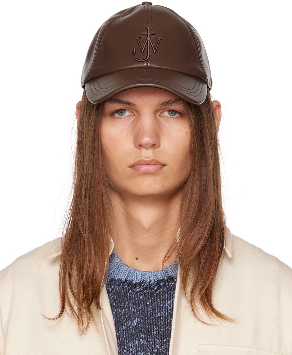 JW Anderson Brown Anchor Leather Cap JW Anderson