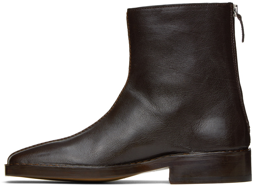 LEMAIRE Brown Piped Zipped Boots Lemaire