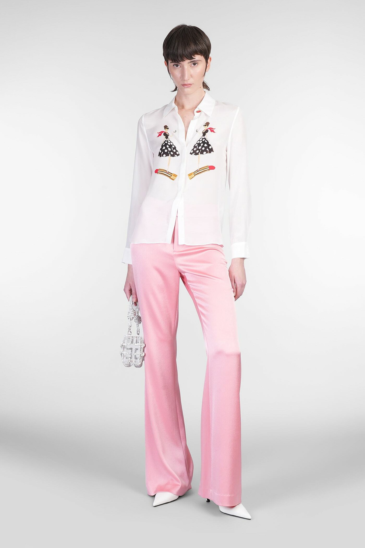 【美品】Alice&Olivia #シルクシャツ Alice + Olivia Willa Shirt In White Silk Alice + Olivia