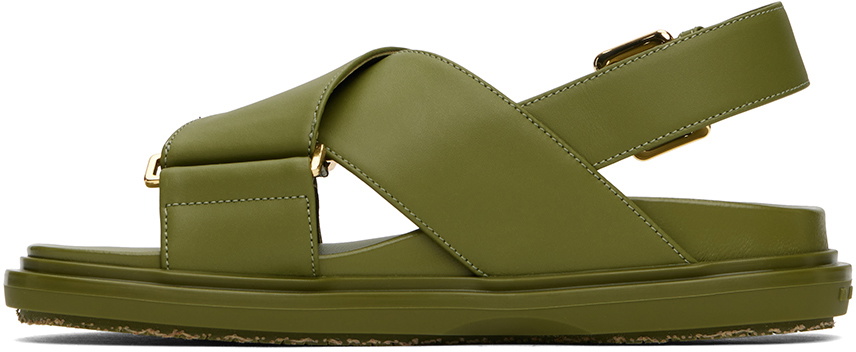 サンダル MARNI Men Sandals SBMR000600 P412200V58 Green Marni Green Fussbett Crisscross Sandals Marni