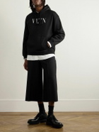 Valentino Garavani - Logo-Print Cotton-Blend Jersey Hoodie - Black