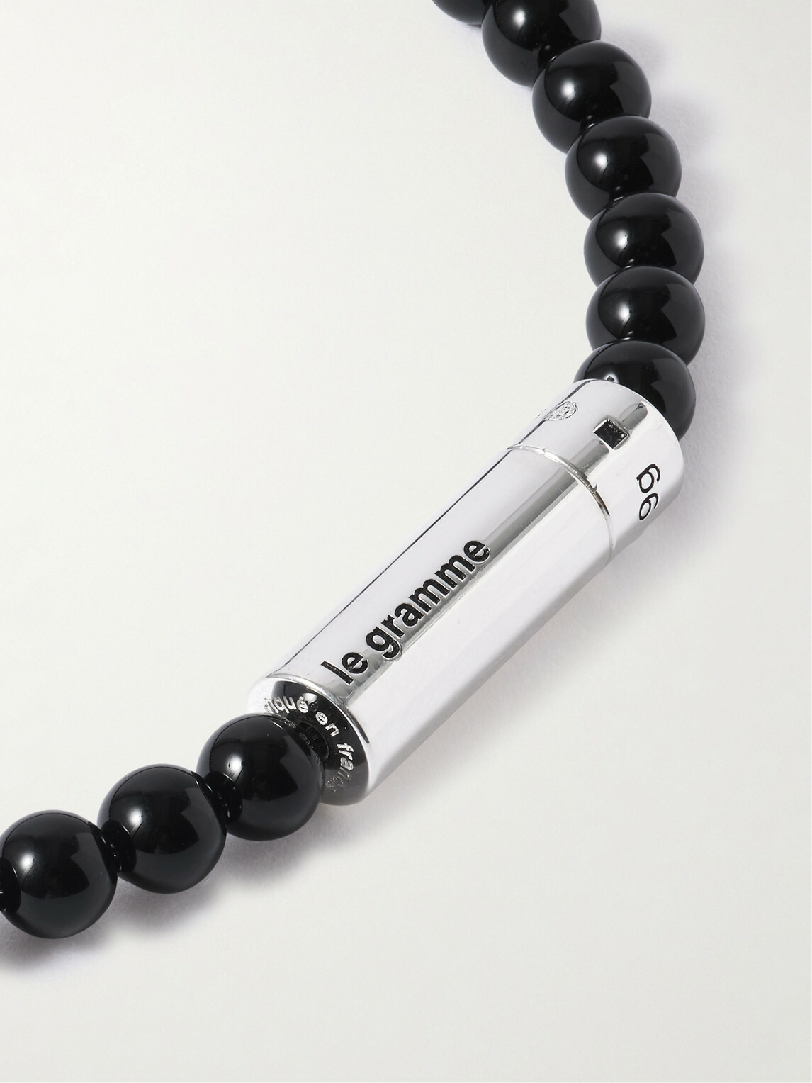 Le Gramme - 11g Sterling Silver and Onyx Beaded Bracelet - Black