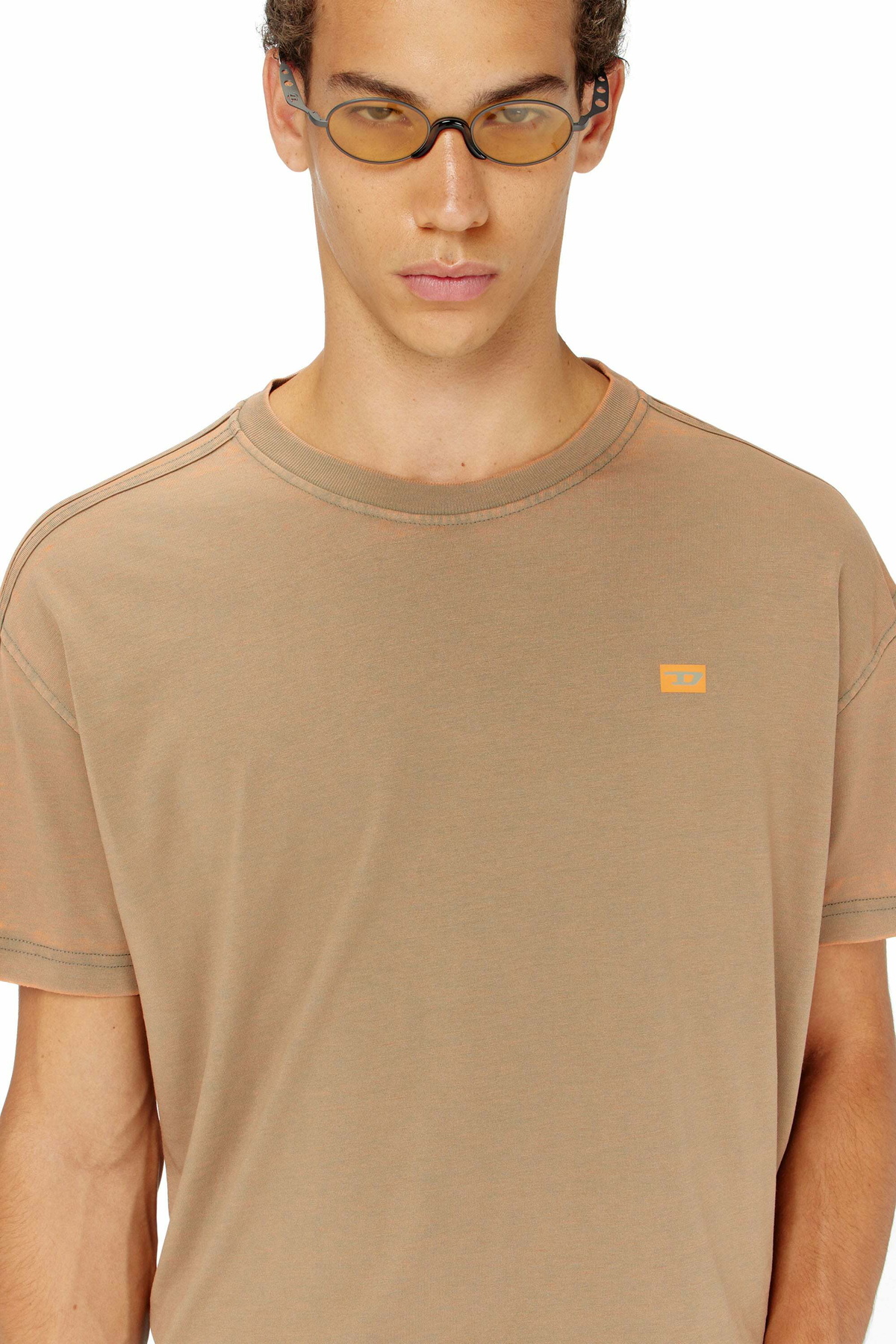 Diesel Long-sleeve T-shirt in burnout jersey - T-Shirts Mens in Brown