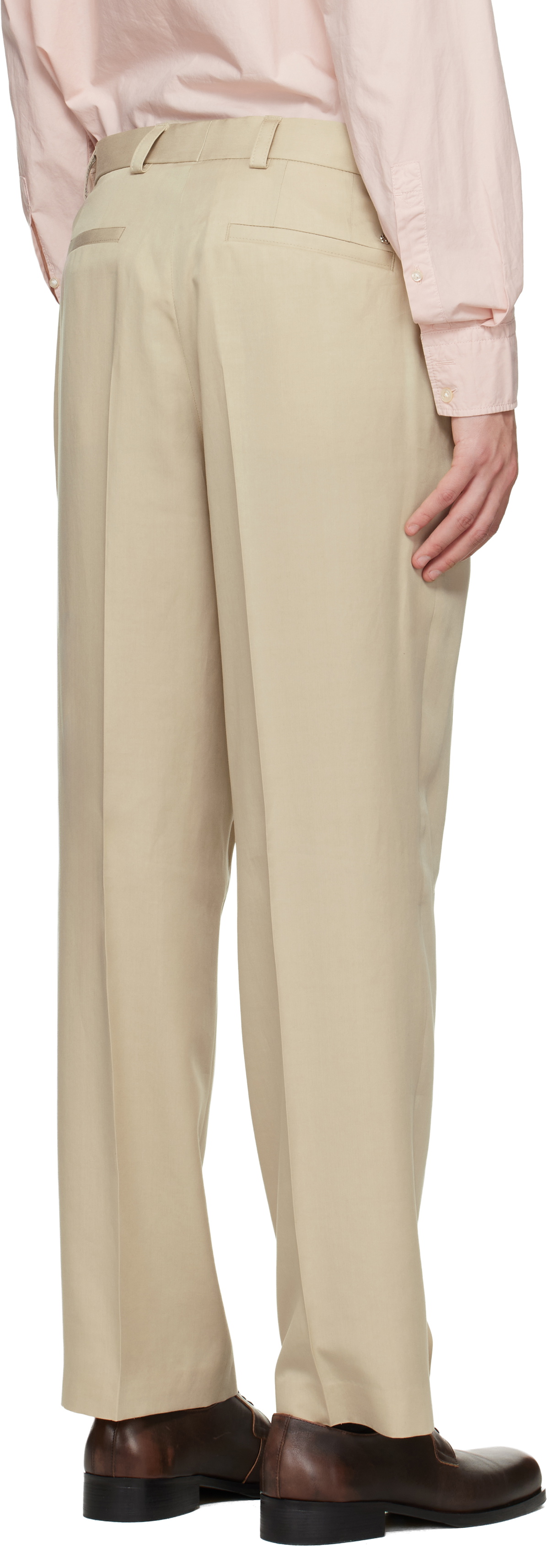 BOSS Beige Oversized-Fit Twill Trousers