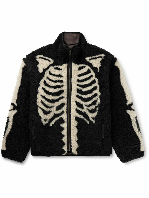 Photo: KAPITAL - Bone Boa Reversible Printed Fleece and Nylon Jacket - Black