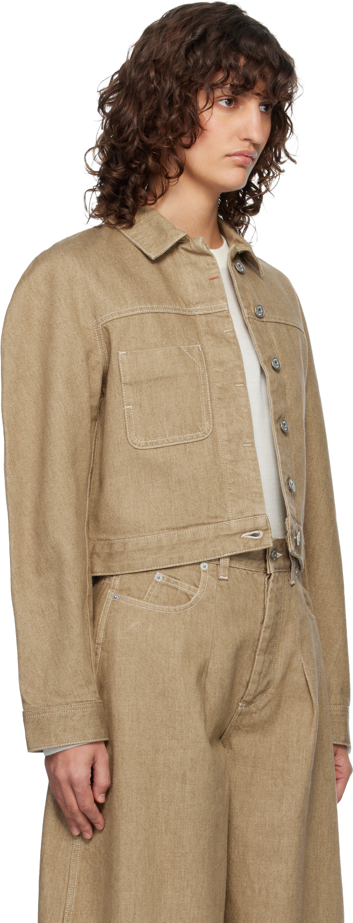JACQUEMUS Beige 'The Ovalo cargo' Denim Jacket