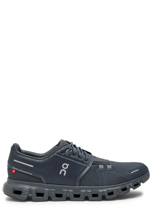Photo: ON Cloud 6 Panelled Mesh-knit Sneakers Navy