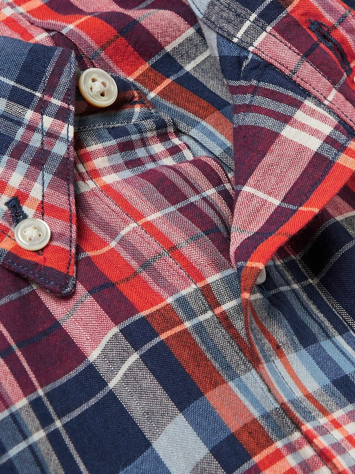 Original Madras - Button-Down Collar Checked Cotton-Madras Shirt - Multi