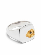 Tom Wood Sterling Silver Mined Black Diamond Signet Ring