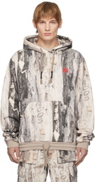 RCOS Off-White & Taupe Stack Logo Embroidered Hoodie