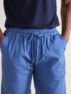 FEDELI - Alfa Straight-Leg Cotton-Blend Drawstring Shorts - Blue