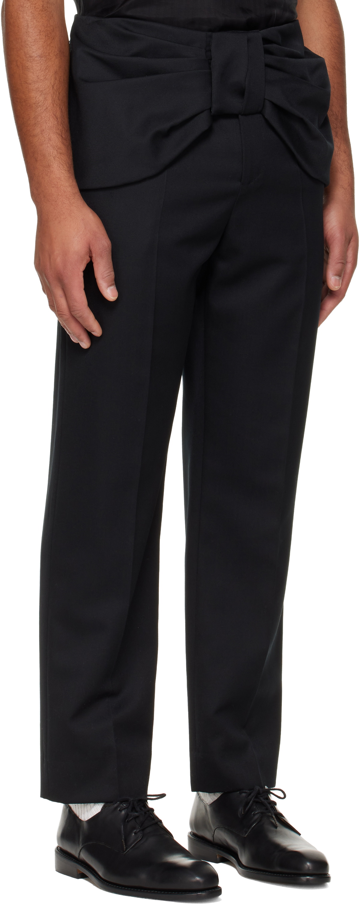 Simone Rocha Black Bow Waist Straight Leg Trousers
