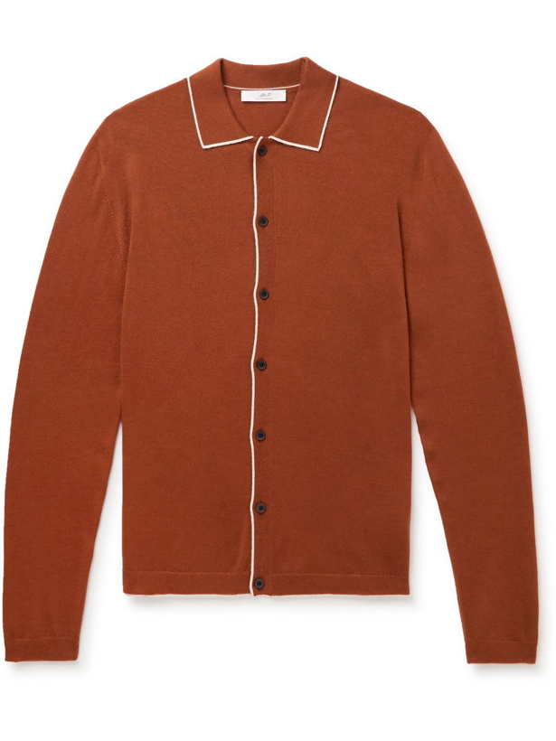 Photo: Mr P. - Slim-Fit Cashmere and Silk-Blend Polo Shirt - Orange