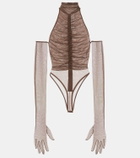 Alex Perry Ruched sheer bodysuit