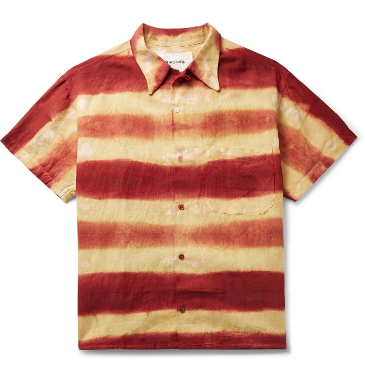 Photo: Story Mfg. - Shore Tie-Dyed Organic Linen and Cotton-Blend Shirt - Red