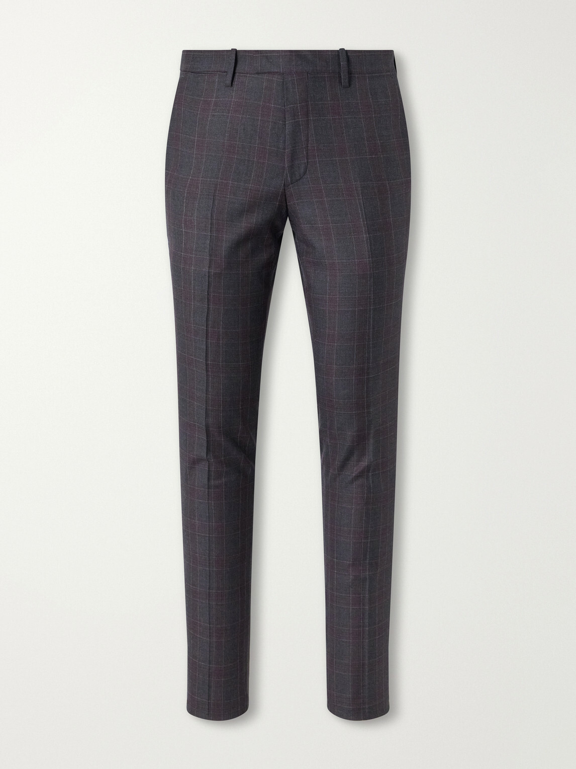 Mr P. - Straight-Leg Checked Wool-Twill Trousers - Gray