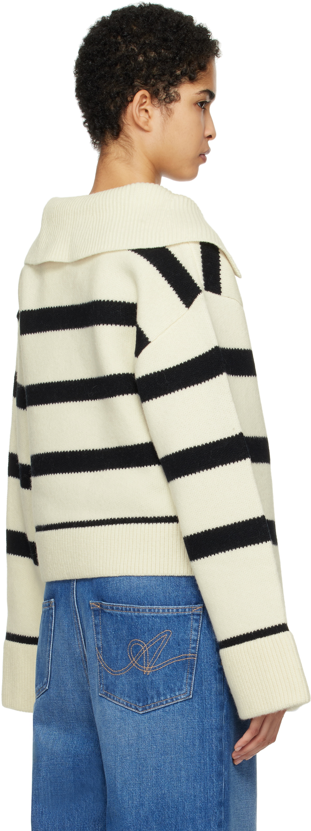 Axel Arigato Off-White & Black Clio Cropped Sweater