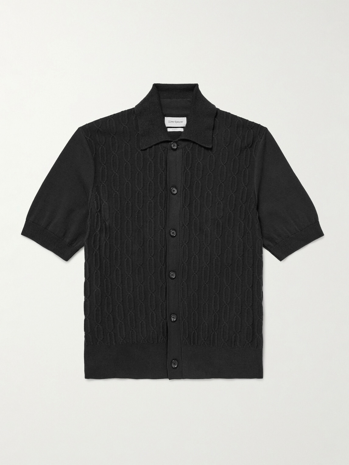 Oliver Spencer - Rossell Cable-Knit Organic Cotton Shirt - Black