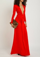 The New Arrivals Ilkyaz Ozel Azure Ruched Stretch-jersey Gown Red