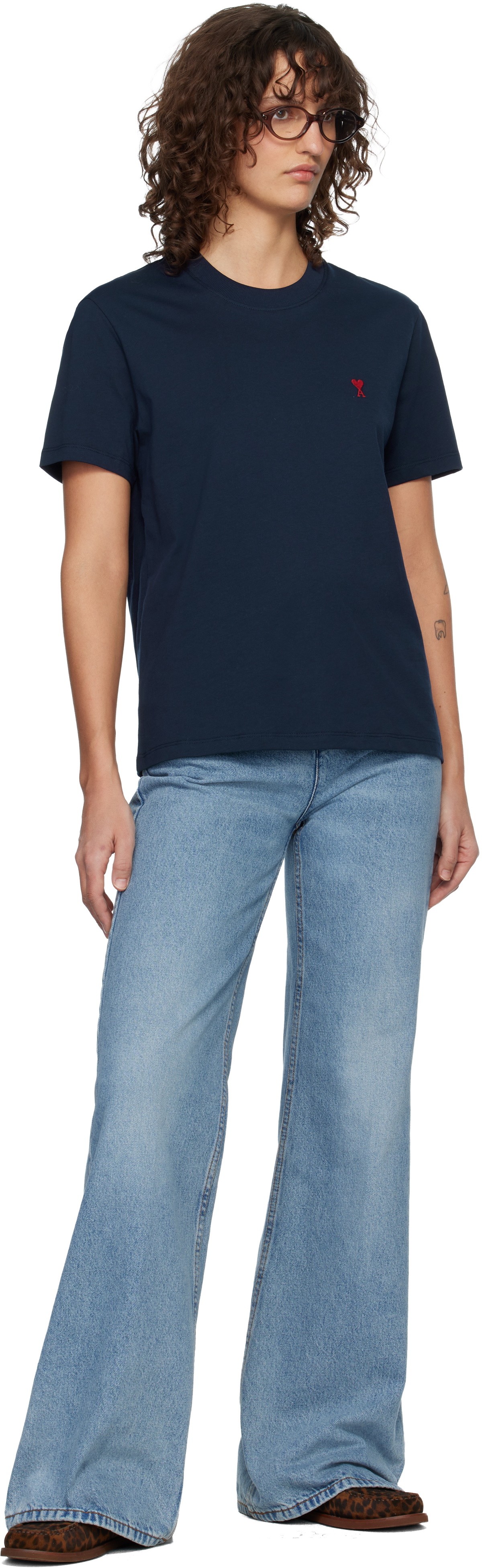 AMI Paris Navy Ami de Coeur T-shirt