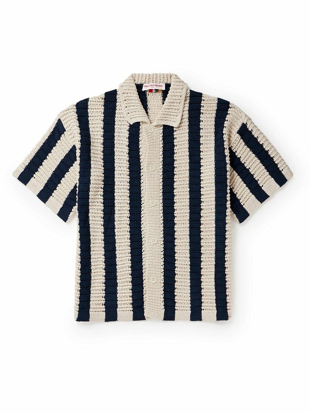 Photo: Orlebar Brown - Thomas Striped Crocheted Cotton Shirt - Neutrals