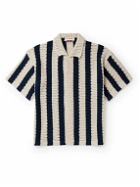 Orlebar Brown - Thomas Striped Crocheted Cotton Shirt - Neutrals