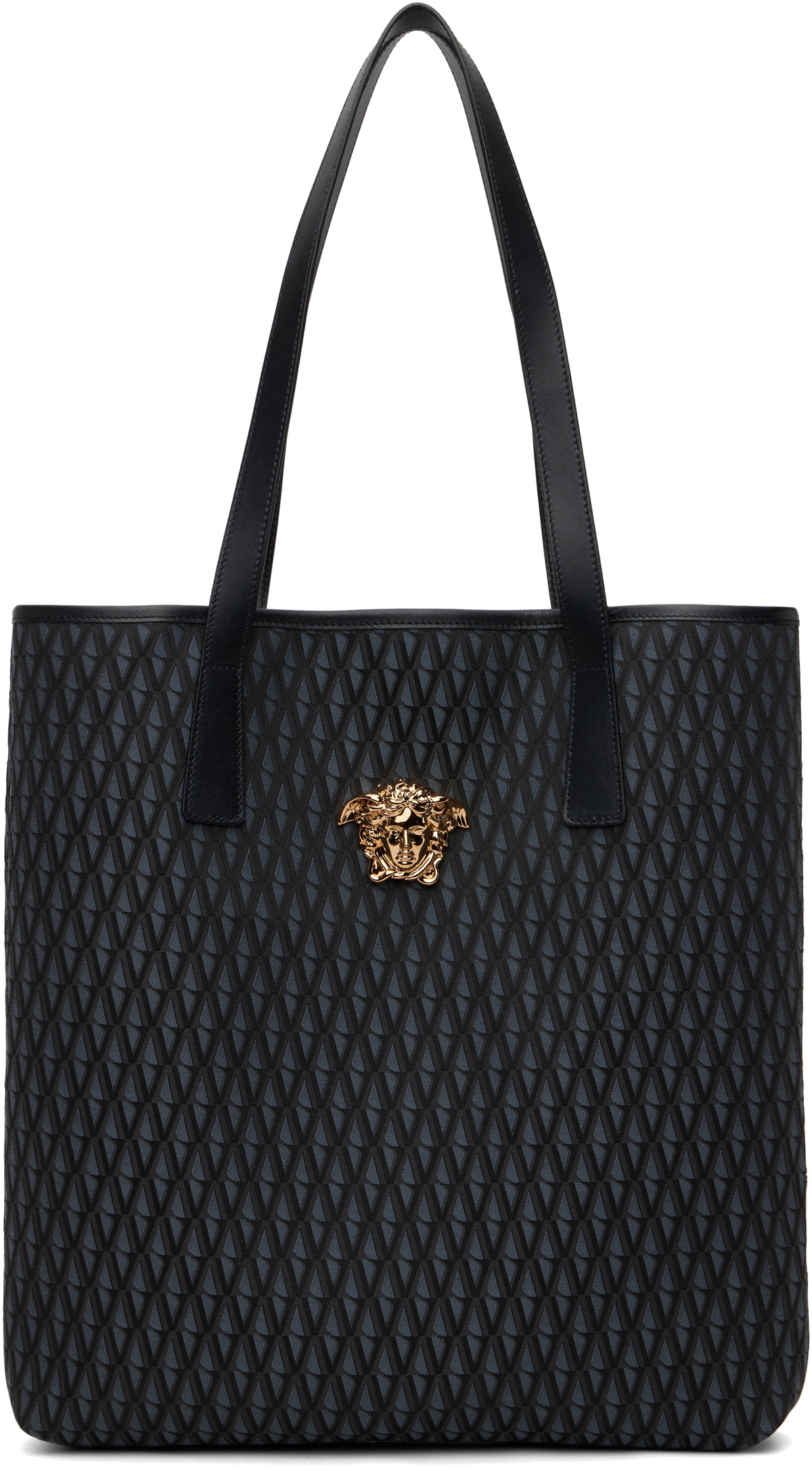 Versace Black 'La Medusa' V Jacquard Tote