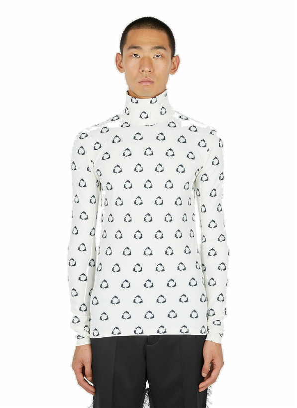Photo: Dolphin Print High Neck Top in White