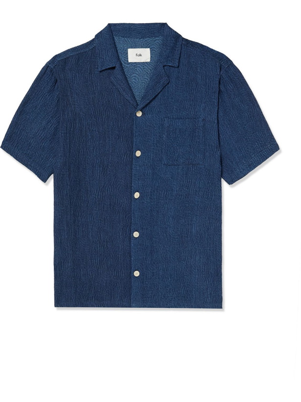 Photo: Folk - Camp-Collar Printed Cotton Shirt - Blue