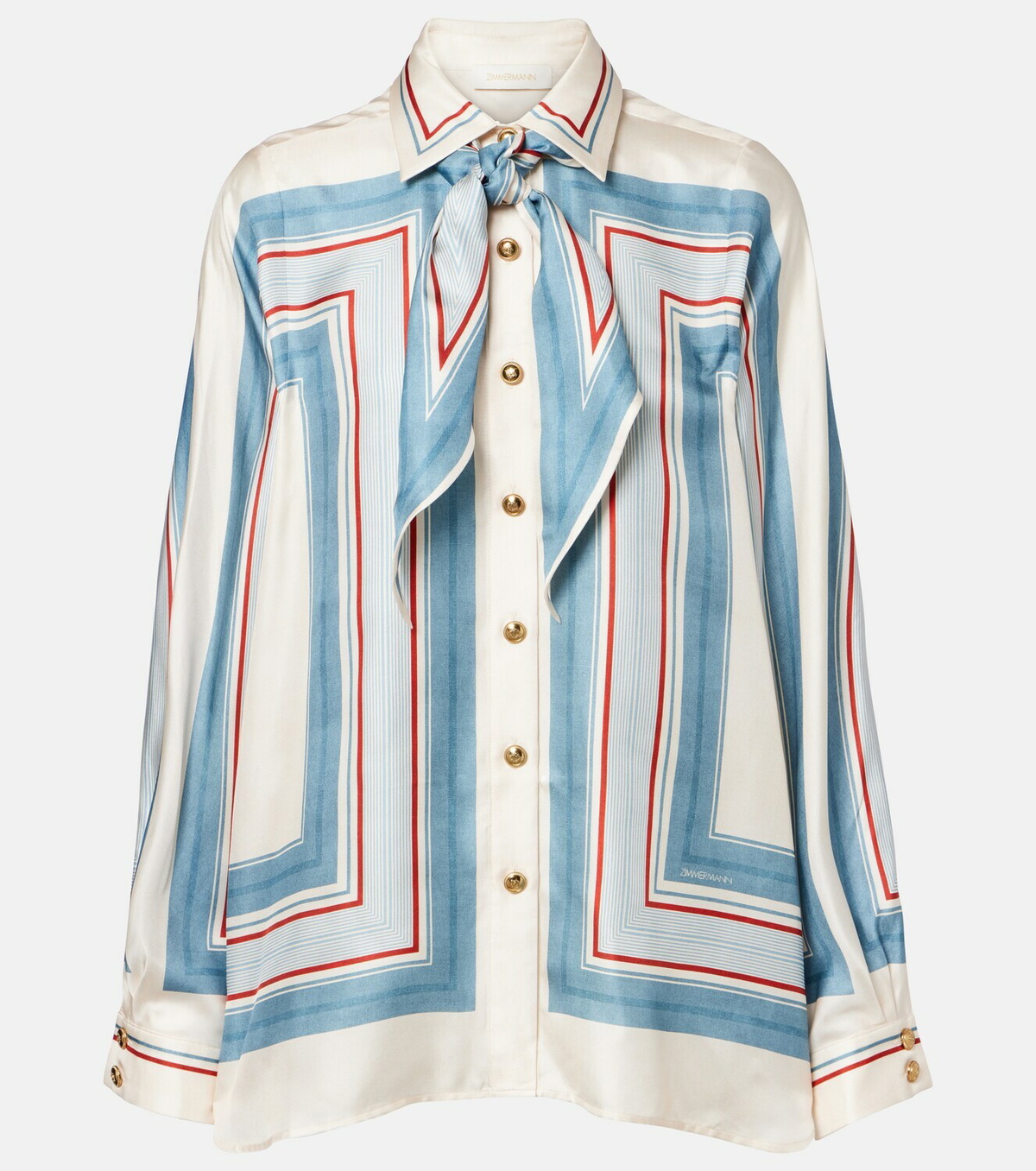 Zimmermann Striped scarf-detail silk shirt