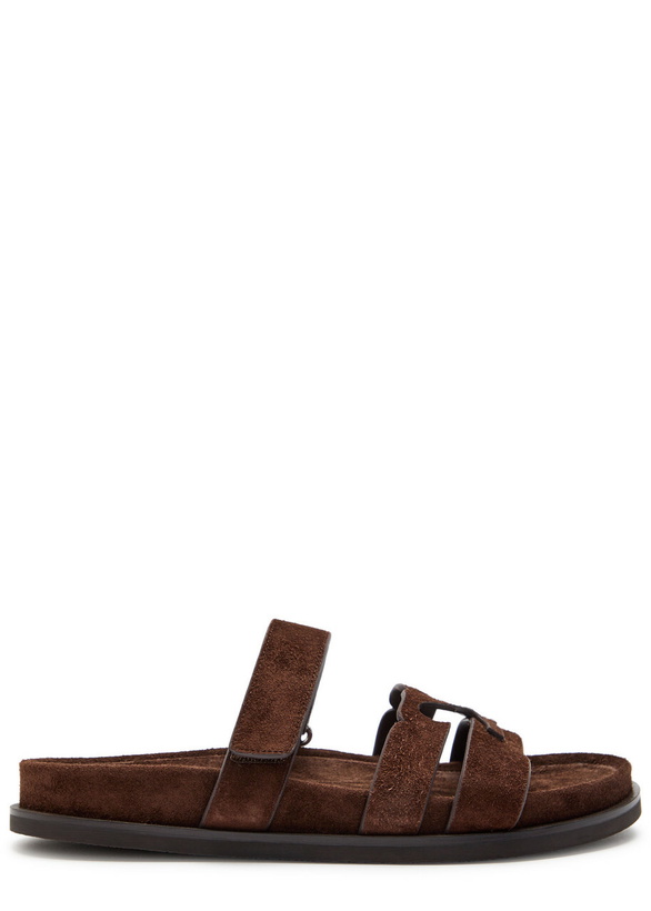 Photo: Tory Burch Ines Sport Brushed Suede Sliders Dark Brown