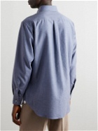Loro Piana - Button-Down Collar Cotton and Cashmere-Blend Denim Shirt - Blue