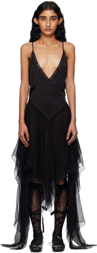 Photo: Ann Demeulemeester Black Multilayer Slip Midi Dress