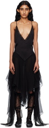Ann Demeulemeester Black Multilayer Slip Midi Dress