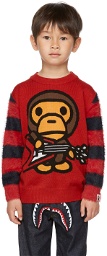 BAPE Kids Red Milo Baby Rock Sweater