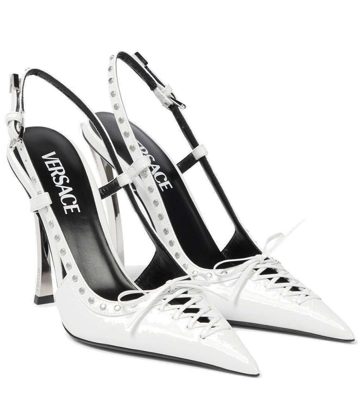 Versace - Laced leather slingback pumps Versace