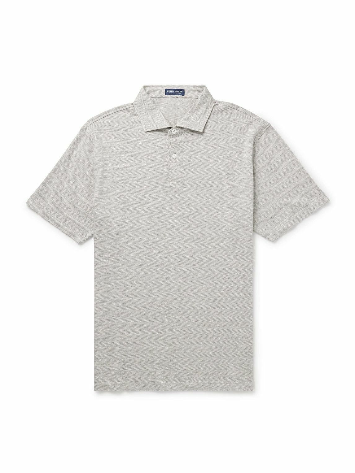 Peter Millar - Harris Herringbone Stretch-Cotton and Modal-Blend Polo Shirt - Gray